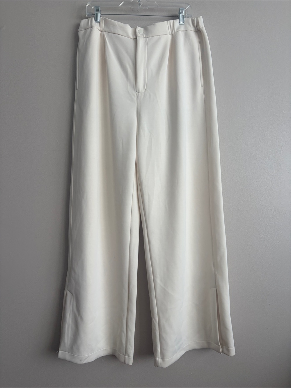 Scotch & Soda Cream Pleated Wide Leg Split Hem Trousers Pants XL